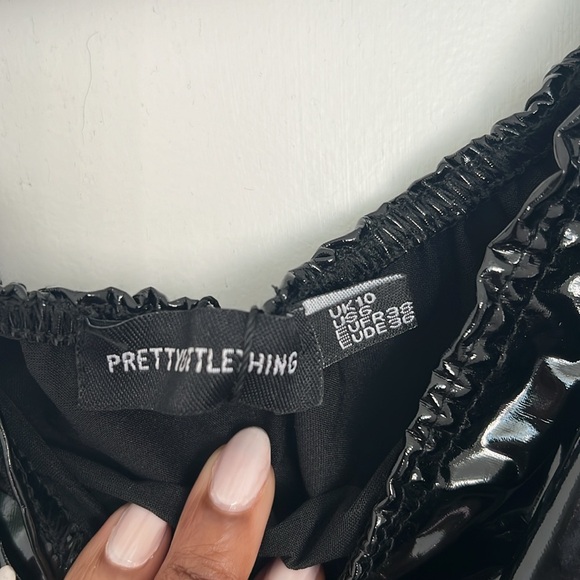 PrettyLittleThing - Shape Black Vinyl Bandeau Bodycon Dress - size 6 US - Picture 3 of 6